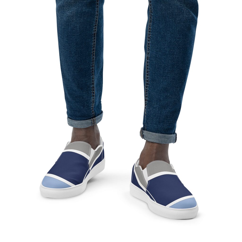 Blue and Grey, Men's Slip-On Canvas Shoes