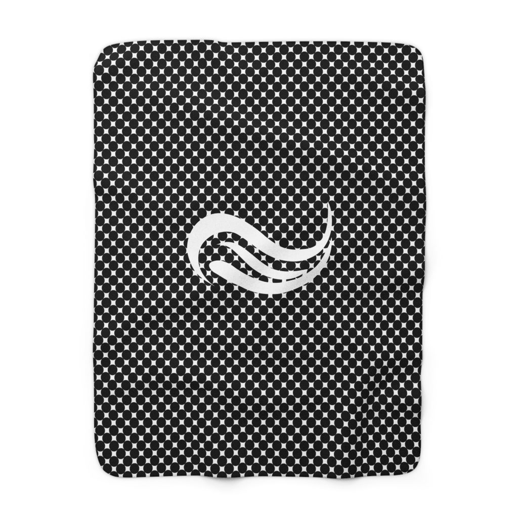 WakeForce White With Black Polka Dot Design Sherpa Fleece Blanket
