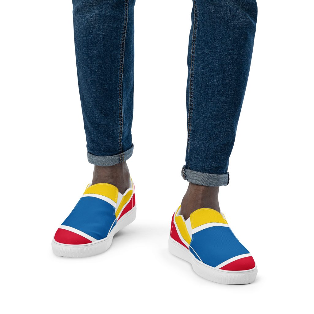 Blue, Red, Yellow Men’s Slip-On Canvas Shoes