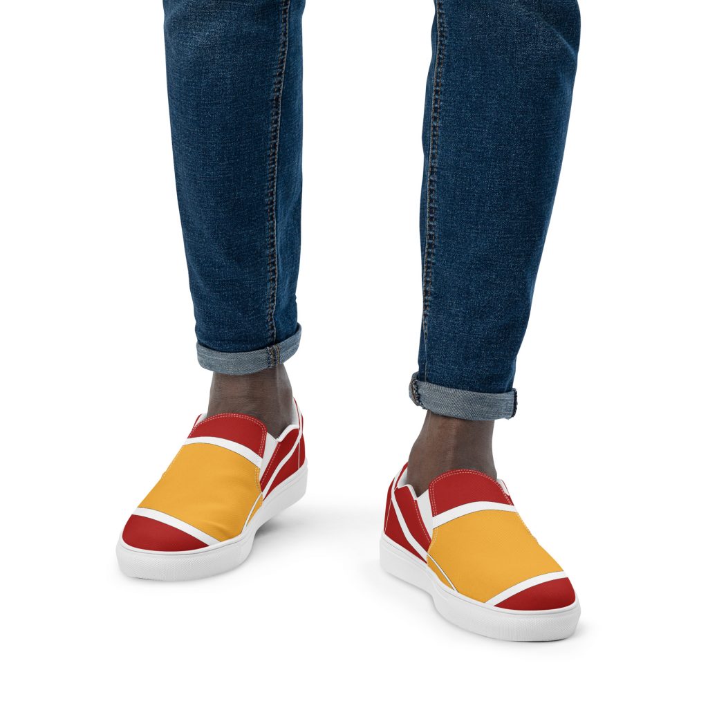 Red and Gold, Men’s Slip-On Canvas Shoes