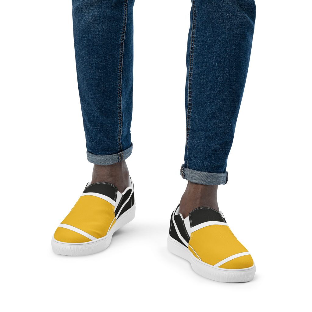 Gold and Black Men’s Slip-on Canvas Shoes
