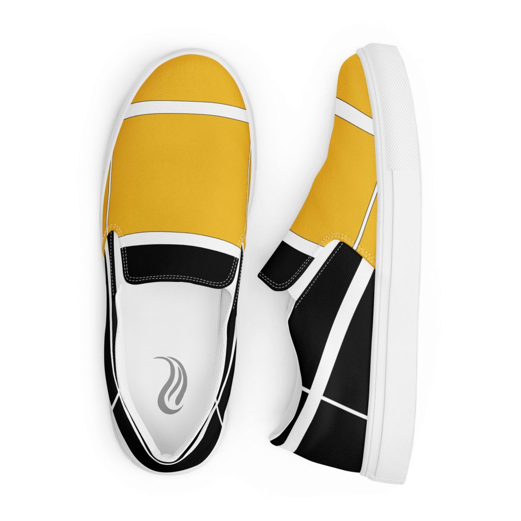Black and Gold, Women’s Slip-On Canvas Shoes
