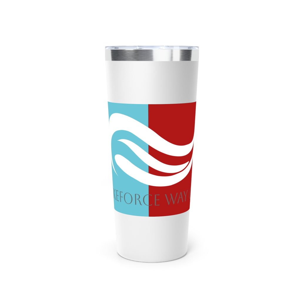 A WakeForce Way Of Life Crystal Breeze and Crimson Catalyst Copper Vacuum Insulated Tumbler, 22oz