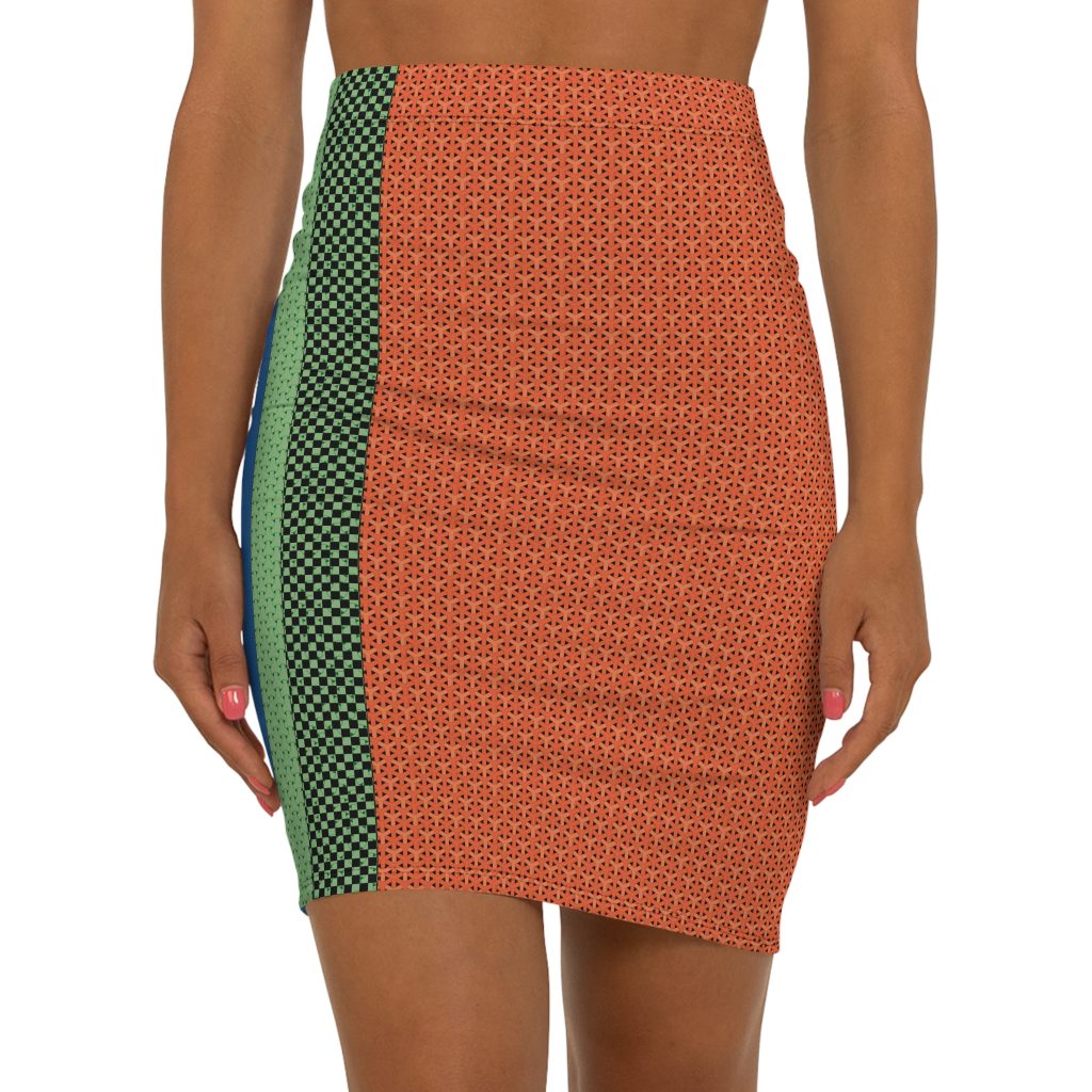 " Indigo Majesty" Women's Mid-Waist Pencil Skirt