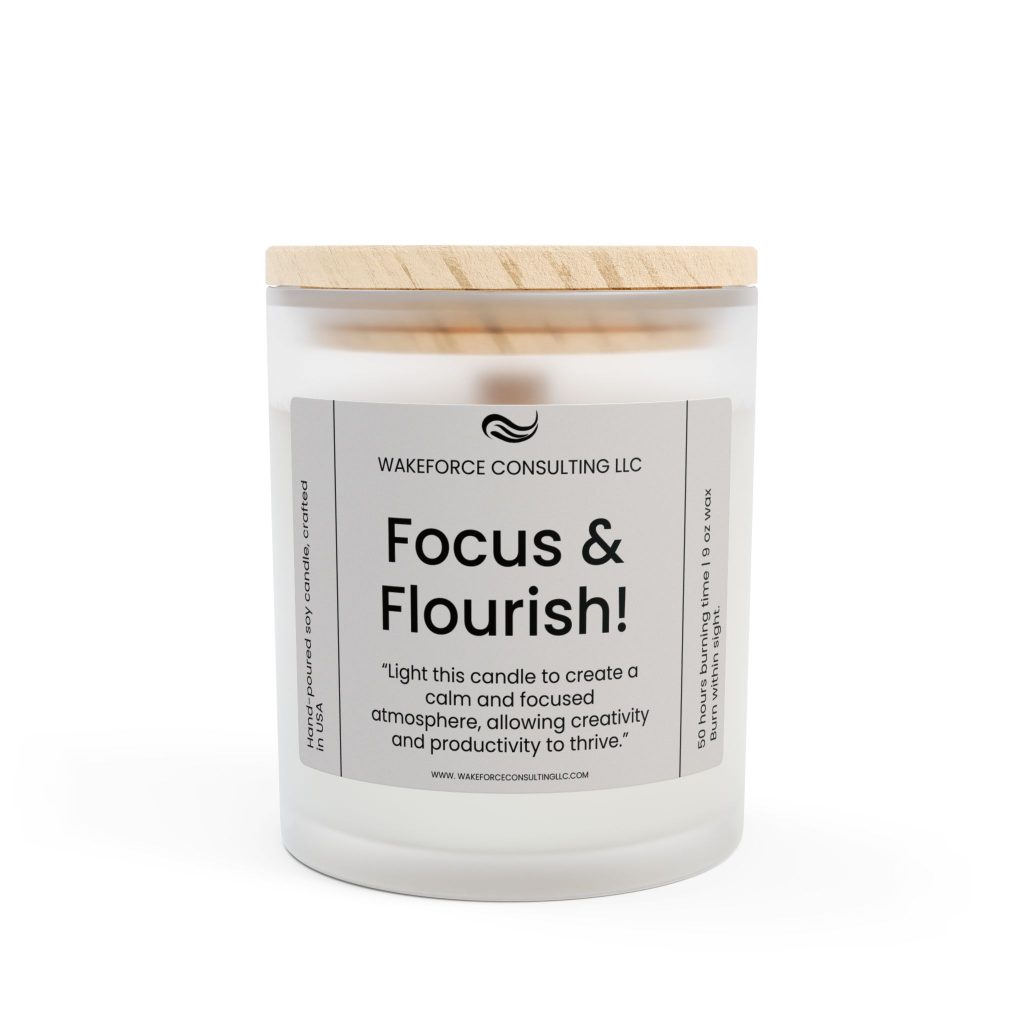 Focus and Flourish Frosted Glass Candle, 11oz