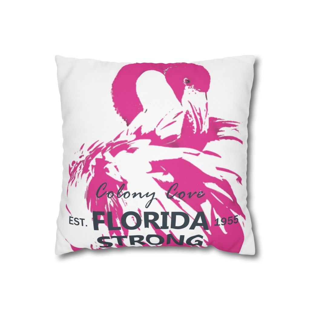 Colony Cove Flamingo Square Poly Canvas Pillowcase