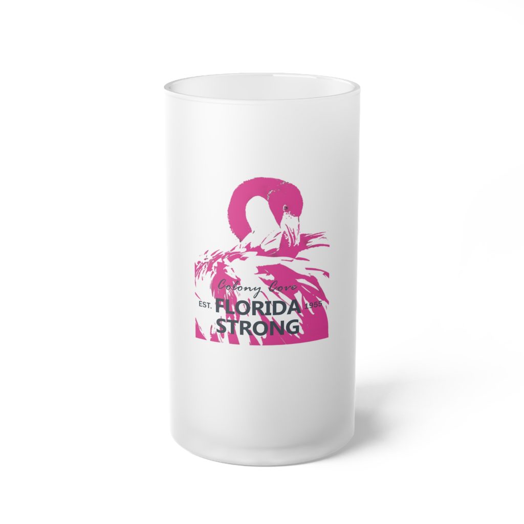 Flamingo Colony Cove Frosted Glass Beer Mug