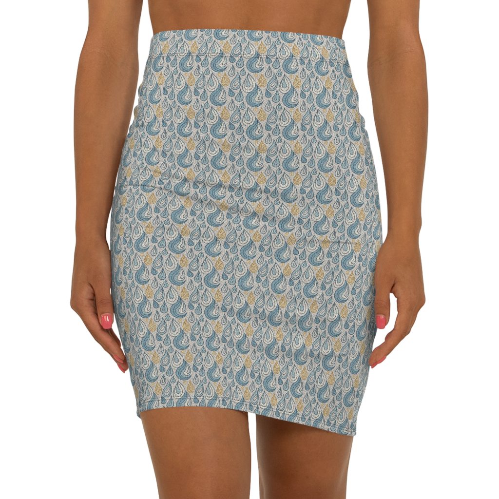 "Tear Drop" Women's Mid-Waist Pencil Skirt