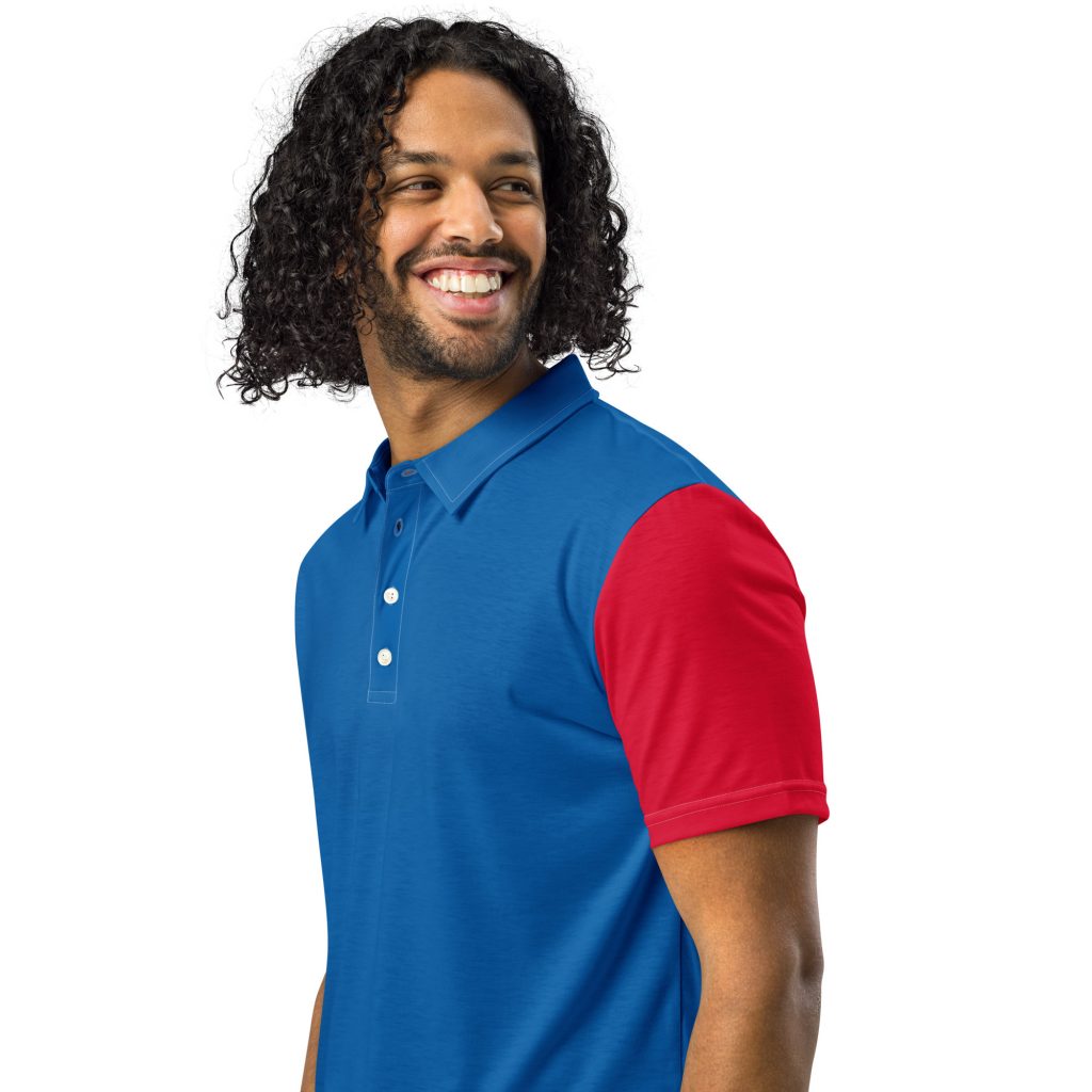 WakeForce Men’s Slim Fit Red & Blue Polo